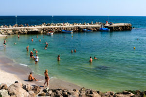 Beach at Nessebar, Black Sea, Bulgaria, Europe Beach at Nessebar, Black Sea, Bulgaria, Europe