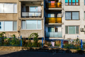 House facade with balconies in Obzor, Black Sea coast, Bulgaria House facade with balconies in Obzor, Black Sea coast, Bulgaria