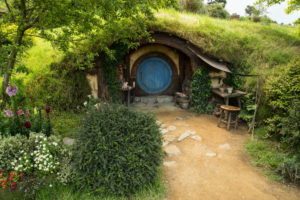 Neuseeland, Matamata, Hobbiton Movie Set, Erdhaus, Neuseeland, Matamata, Hobbiton Movie Set, Erdhaus,