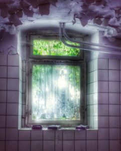 Lost Place, old ailing hall, window Lost Place, old ailing hall, window