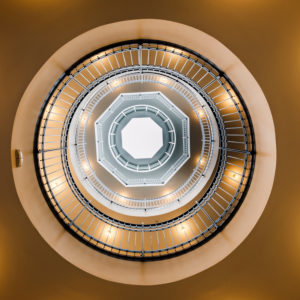 spiral stairs, looking through, Hamburg, Africa house, stairs, Kontorhäuser / office buildings of Hamburg, digitally arranged spiral stairs, looking through, Hamburg, Africa house, stairs, Kontorhäuser / office buildings of Hamburg, digitally arranged
