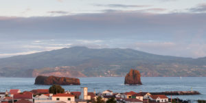 morning view from Madalena on Pico over the water to the neighboring island Faial morning view from Madalena on Pico over the water to the neighboring island Faial