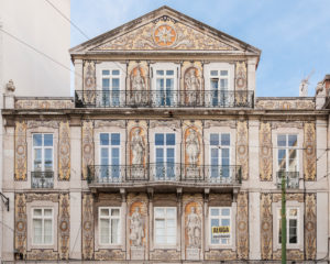 Bairro Alto district, house facade Aqua Terra, wall painting Bairro Alto district, house facade Aqua Terra, wall painting