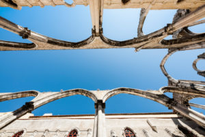 Church Igreja do Carmo, open roof construction made of stone arches Church Igreja do Carmo, open roof construction made of stone arches