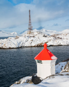 Harbor entrance with beacon Harbor entrance with beacon