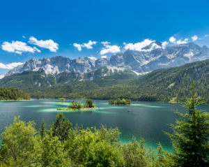 On the way at the Eibsee under the Zugspitze, Bavaria, Germany On the way at the Eibsee under the Zugspitze, Bavaria, Germany