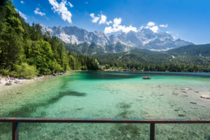 On the way at the Eibsee under the Zugspitze, Bavaria, Germany On the way at the Eibsee under the Zugspitze, Bavaria, Germany