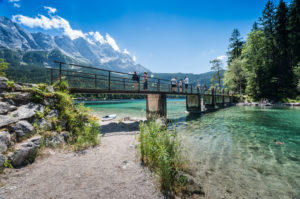 On the way at the Eibsee under the Zugspitze, Bavaria, Germany On the way at the Eibsee under the Zugspitze, Bavaria, Germany