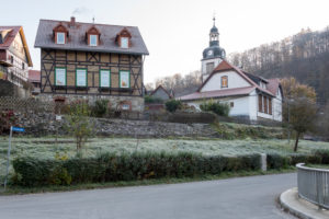Germany, Saxony-Anhalt, Neuwerk, school at the hut place, half-timbered houses, Rübeland, resin.