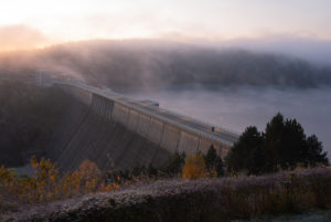 Germany, Saxony-Anhalt, Upper Harz, morning mist, Rappbodetalsperre, resin.
