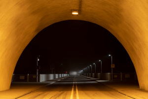 Germany, Saxony-Anhalt, Upper Harz, tunnel to the Rappbodetalsperre, car tunnel, at night, Harz.