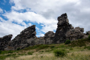 Germany, Saxony-Anhalt, Weddersleben, Teufelsmauer, mini-mountains made of sandstone between Blankenburg and Ballenstedt in the UNESCO Global Geopark Harz, has been a protected area since 1833. Germany, Saxony-Anhalt, Weddersleben, Teufelsmauer, mini-mountains made of sandstone between Blankenburg and Ballenstedt in the UNESCO Global Geopark Harz, has been a protected area since 1833.