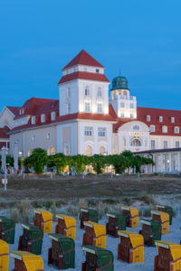Germany, Mecklenburg-Western Pomerania, Ruegen island, Binz, beach chairs, spa house Germany, Mecklenburg-Western Pomerania, Ruegen island, Binz, beach chairs, spa house