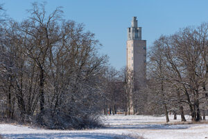Albin Müller Tower in Rotehorn City Park, erected on the occasion of the 1927 German Theater Exhibition, Magdeburg, Saxony-Anhalt, Germany