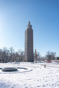 Albin Müller Tower, observation tower in Rotehorn City Park, erected in 1927 for the German Theater Exhibition, Magdeburg, Saxony-Anhalt, Germany