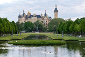 Schwerin Castle, historical architecture, golden dome, Schwerin, Mecklenburg-Western Pomerania, Germany