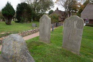 Old cemetery near St. Johannis Church, Nieblum, Föhr Island, Schleswig-Holstein, Germany
