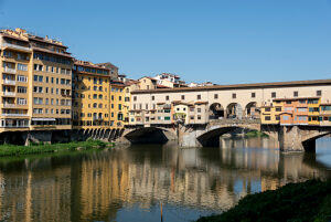 Ponte Vecchio, historic bridge over the Arno in Florence, Tuscany, Italy.