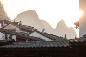 A small village in China in the evening sun