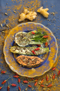 Spices and vegetables for a curry
