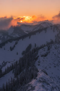 Sunset in a wintry mountain landscape Sunset in a wintry mountain landscape