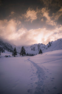 Alps, winter landscape, sunset Alps, winter landscape, sunset