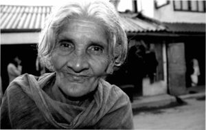 Smiling old woman facing camera, India Smiling old woman facing camera, India
