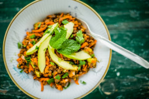 Lentil and carrot salad with avocado and mint Lentil and carrot salad with avocado and mint