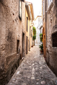 Island of Krk, Croatia, alley, old stone houses Island of Krk, Croatia, alley, old stone houses