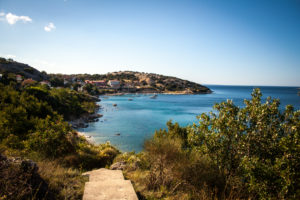 Krk, Croatia, Adriatic Sea, sea view in the evening sun Krk, Croatia, Adriatic Sea, sea view in the evening sun