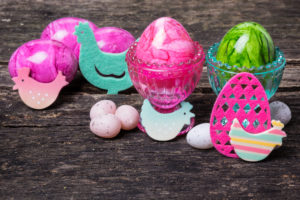 Easter decoration on wood, Easter eggs Easter decoration on wood, Easter eggs