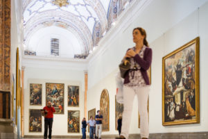 Visitors in the room V (Sevillian Baroque), Museum of Fine Arts, Seville, Spain