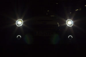 Headlights of the electric Mini Cooper SE Headlights of the electric Mini Cooper SE