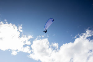 Paragliders take off on the Nordkette above Innsbruck