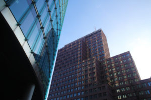 Building facades on the 'Potsdamer Platz' square, Berlin Building facades on the 'Potsdamer Platz' square, Berlin