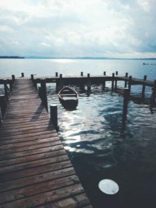 Lake, jetty, boat Lake, jetty, boat
