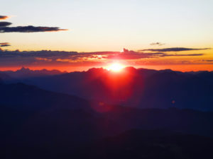 View from the Karwendel to the mountain range with sunset View from the Karwendel to the mountain range with sunset