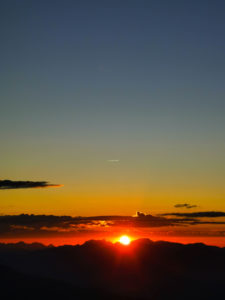 View from the Karwendel to the mountain range with sunset View from the Karwendel to the mountain range with sunset