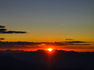 View from the Karwendel to the mountain range with sunset View from the Karwendel to the mountain range with sunset