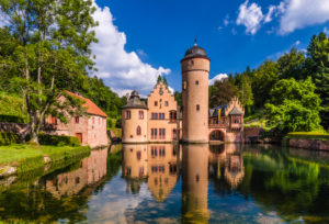 Germany, Bavaria, Lower Franconia, Spessart, Mespelbrunn, castle Mespelbrunn Germany, Bavaria, Lower Franconia, Spessart, Mespelbrunn, castle Mespelbrunn