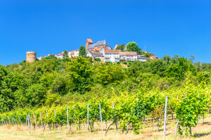 Germany, Rhineland-Palatinate, Palatinate, Neuleiningen, View from Kleinkarlbach