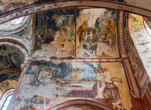 Murals in the Georgian Orthodox Church of St. George with scenes from the life of Christ, medieval monastery complex Gelati, UNESCO World Heritage Site, Imereti Region, Georgia Murals in the Georgian Orthodox Church of St. George with scenes from the life of Christ, medieval monastery complex Gelati, UNESCO World Heritage Site, Imereti Region, Georgia