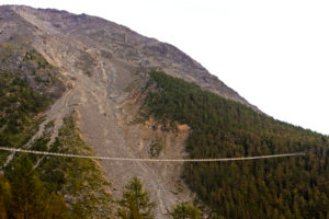 Charles Kuonen suspension bridge, longest pedestrian suspension bridge in the world, Randa, Valais, Switzerland Charles Kuonen suspension bridge, longest pedestrian suspension bridge in the world, Randa, Valais, Switzerland