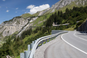 Flexenpass, street, clouds, rocks, gallery Flexenpass, street, clouds, rocks, gallery