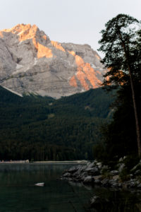 Sunrise in Grainau am Eibsee in Bavaria with alpine panorama Sunrise in Grainau am Eibsee in Bavaria with alpine panorama
