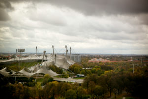 Aerial view from the Olympic Park over the Olympic Village and Olympic Stadium Aerial view from the Olympic Park over the Olympic Village and Olympic Stadium