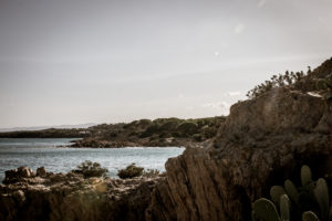 Rocks, cliffs, bay near Orosei in Sardinia with pine trees and blue sea Rocks, cliffs, bay near Orosei in Sardinia with pine trees and blue sea