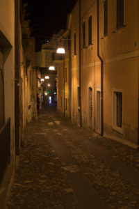 Nightly streets and alleys of Orosei in Sardinia, Italy Nightly streets and alleys of Orosei in Sardinia, Italy