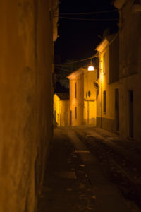 Nightly streets and alleys of Orosei in Sardinia, Italy Nightly streets and alleys of Orosei in Sardinia, Italy