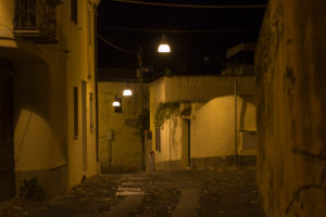 Nightly streets and alleys of Orosei in Sardinia, Italy Nightly streets and alleys of Orosei in Sardinia, Italy